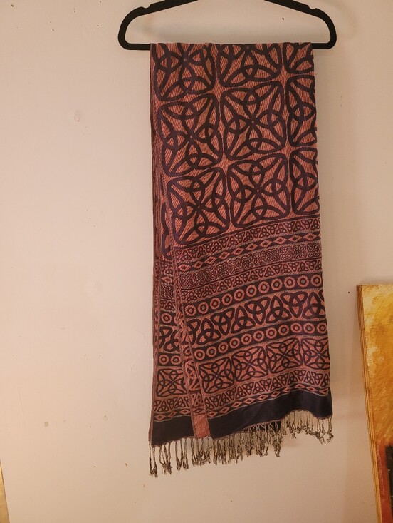 pashmina Accessories - Celtic Trinity Knot scarf navy rose pashmina-silk blend Approx 28" X 90"